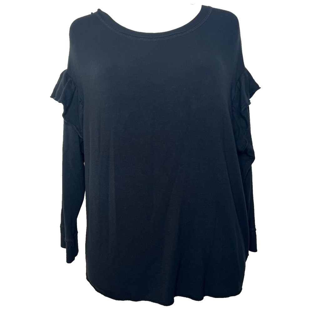UGG Women's Black Sweatshirt Ruffle Shoulder Size Medium